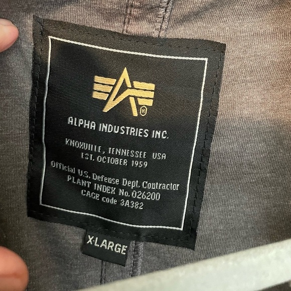 Alpha Industries Jarhead Jacket black grey hooded bomber size LARGE - Picture 3 of 10